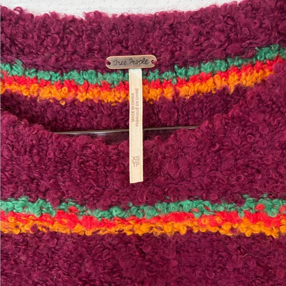 Free People maroon fuzzy striped sweater - Picture 3 of 3